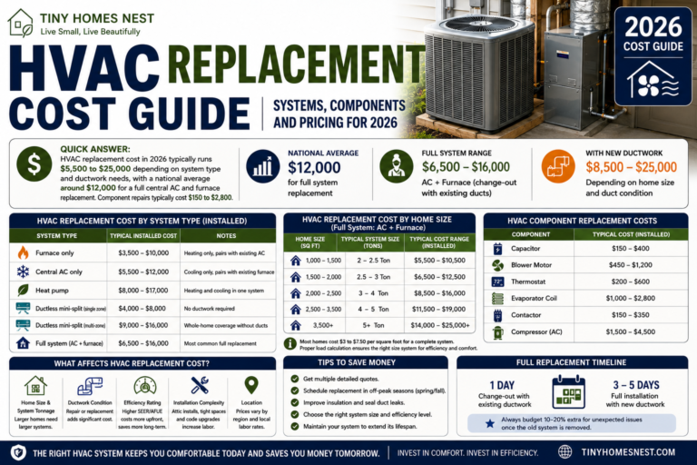 HVAC replacement cost guide comparing system types, components and 2026 prices
