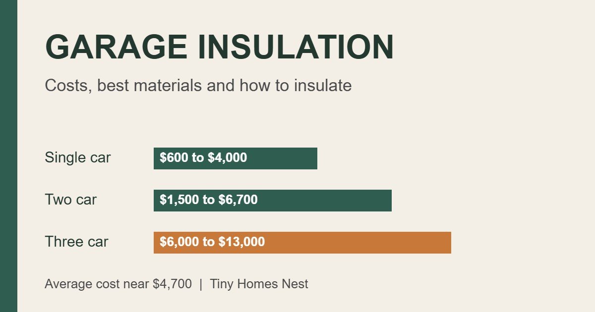 Bar chart of garage insulation cost by garage size for single, two and three car garages