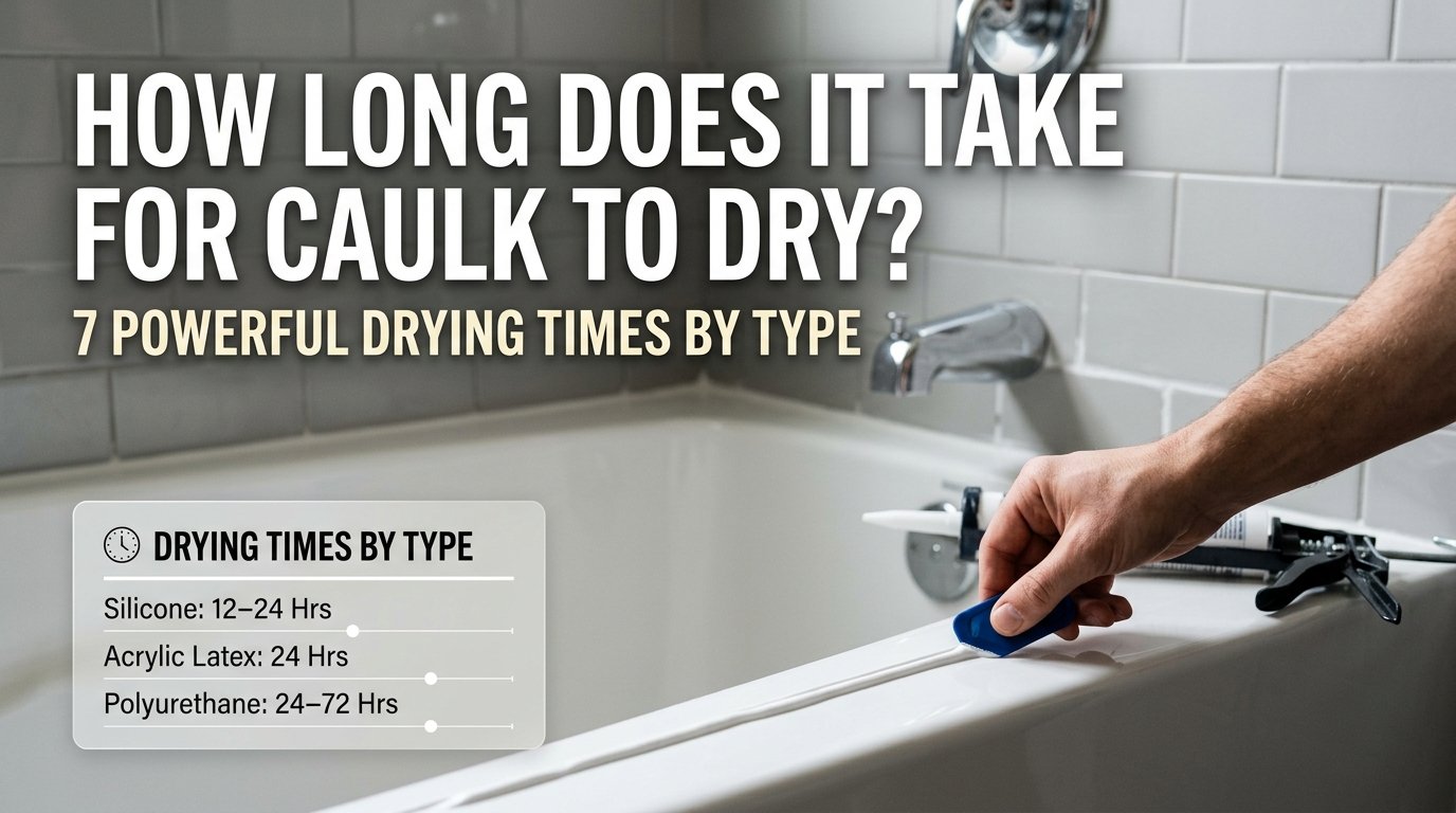 Hand smoothing a fresh bead of silicone caulk along a bathtub edge to check how long it takes for caulk to dry